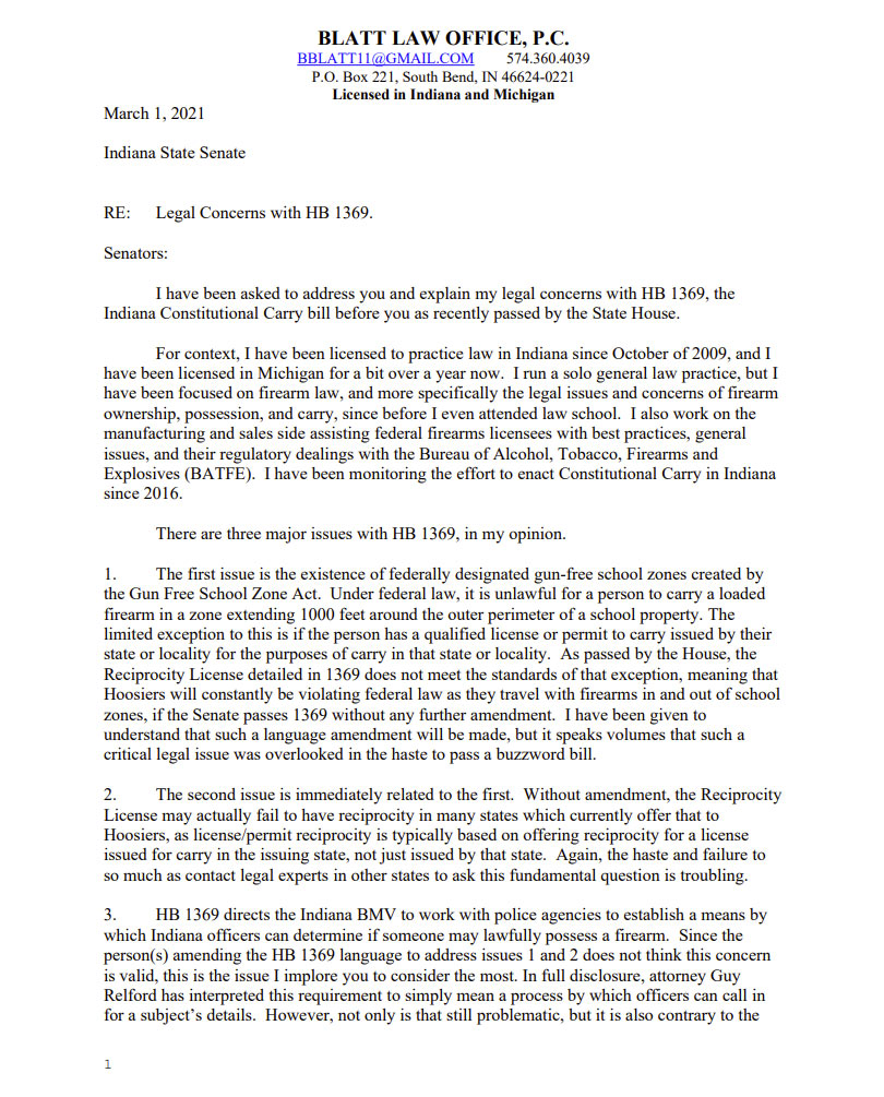 Letter from Attorney Benjamin Blatt